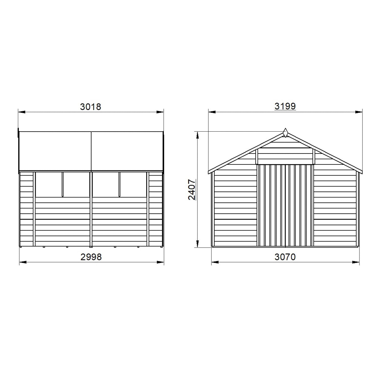 4LIFE Overlap Pressure Treated Apex Shed - Double Door (HD) - 10 x 10ft