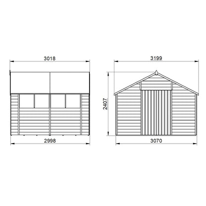 4LIFE Overlap Pressure Treated Apex Shed - Double Door (HD) - 10 x 10ft