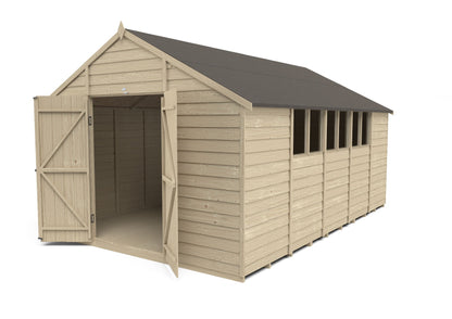 4LIFE Overlap Pressure Treated Apex Shed - Double Door (HD) - 10 x 15ft