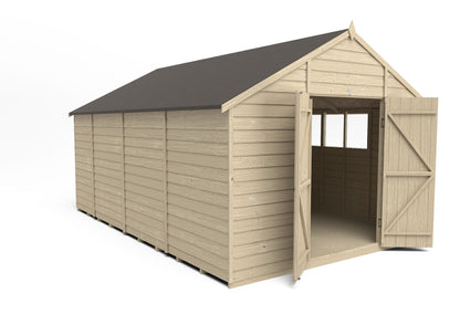 4LIFE Overlap Pressure Treated Apex Shed - Double Door (HD) - 10 x 15ft