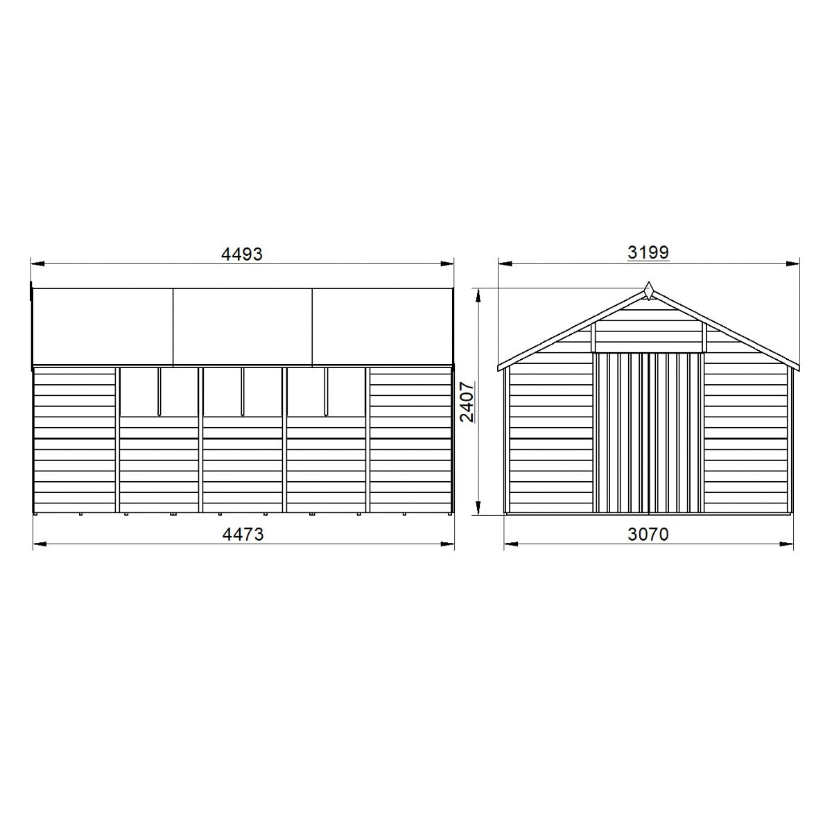 4LIFE Overlap Pressure Treated Apex Shed - Double Door (HD) - 10 x 15ft