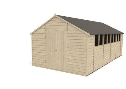 4LIFE Overlap Pressure Treated Apex Shed - Double Door (HD) - 10 x 20ft