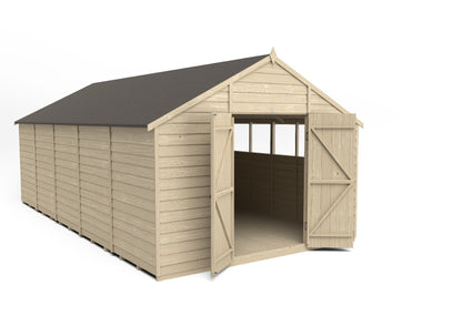 4LIFE Overlap Pressure Treated Apex Shed - Double Door (HD) - 10 x 20ft