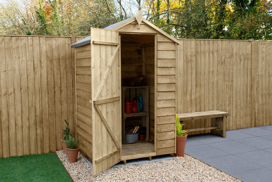 4LIFE Overlap Pressure Treated Apex Shed - No Window (HD) - 4 x 3ft