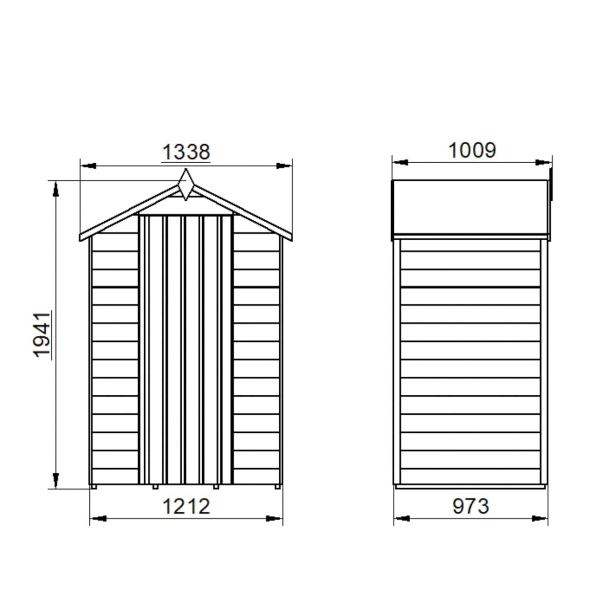 4LIFE Overlap Pressure Treated Apex Shed - No Window (HD) - 4 x 3ft