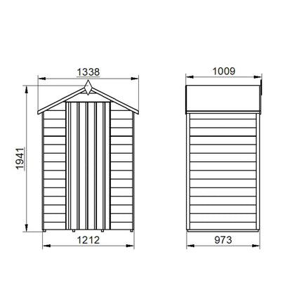 4LIFE Overlap Pressure Treated Apex Shed - No Window (HD) - 4 x 3ft