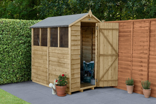 4LIFE Overlap Pressure Treated Apex Shed- 4 Window (HD) - 6 x 4ft