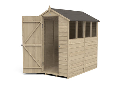 4LIFE Overlap Pressure Treated Apex Shed- 4 Window (HD) - 6 x 4ft