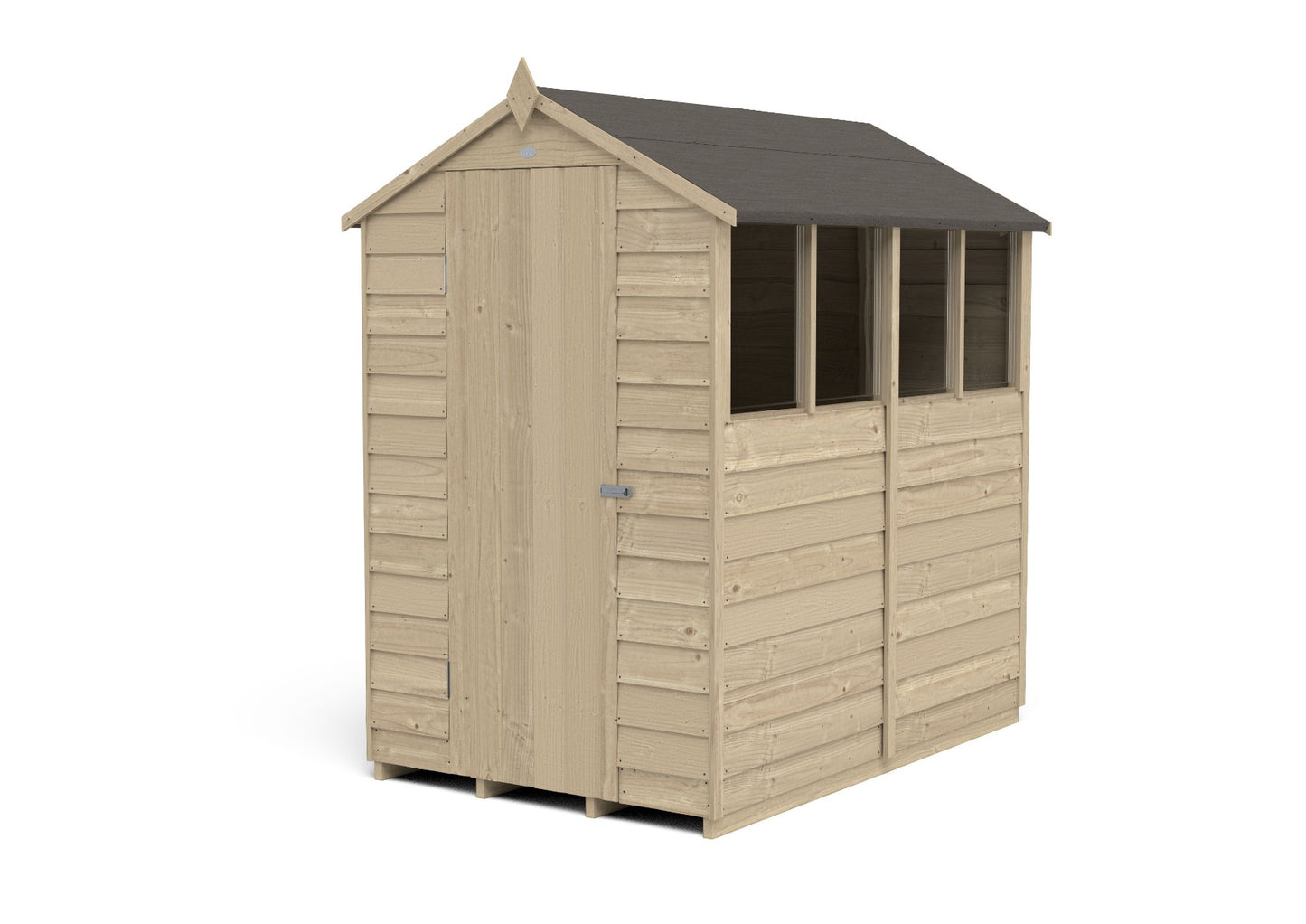 4LIFE Overlap Pressure Treated Apex Shed- 4 Window (HD) - 6 x 4ft