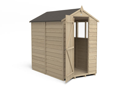 4LIFE Overlap Pressure Treated Apex Shed- 4 Window (HD) - 6 x 4ft