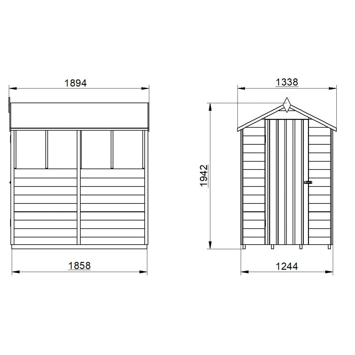 4LIFE Overlap Pressure Treated Apex Shed- 4 Window (HD) - 6 x 4ft