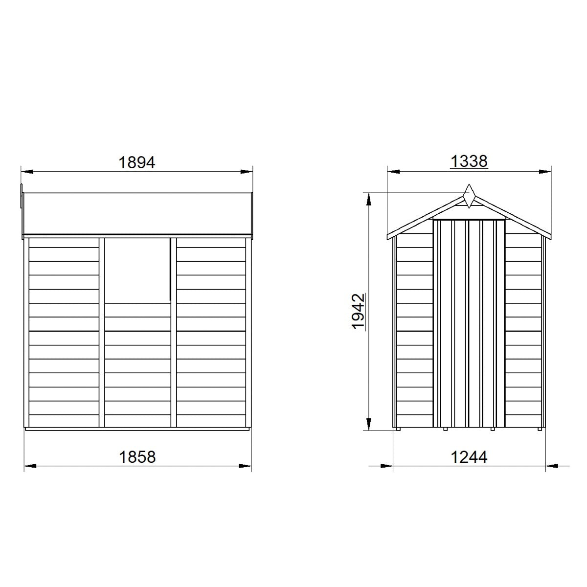 4LIFE Overlap Pressure Treated Apex Shed (HD) - 6 x 4ft