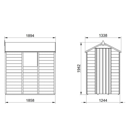 4LIFE Overlap Pressure Treated Apex Shed (HD) - 6 x 4ft