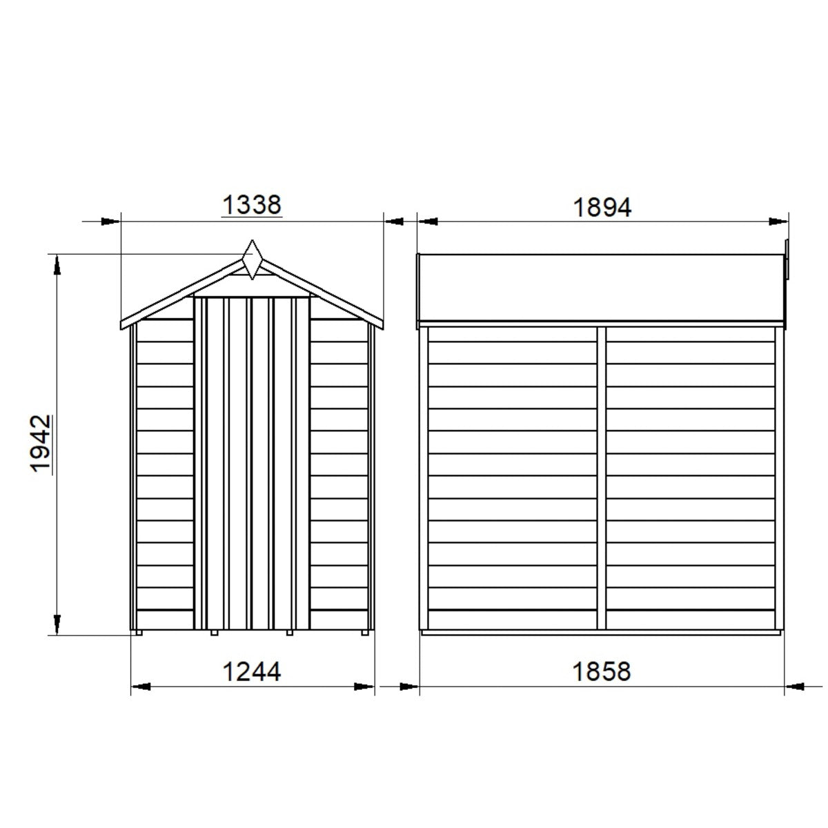 4LIFE Overlap Pressure Treated Apex Shed - No Window (HD) - 6 x 4ft