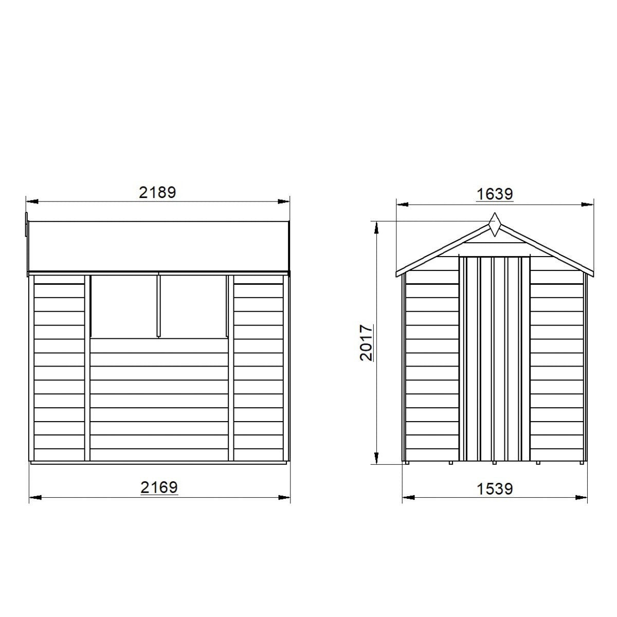 4LIFE Overlap Pressure Treated Apex Shed (HD) - 7 x 5ft