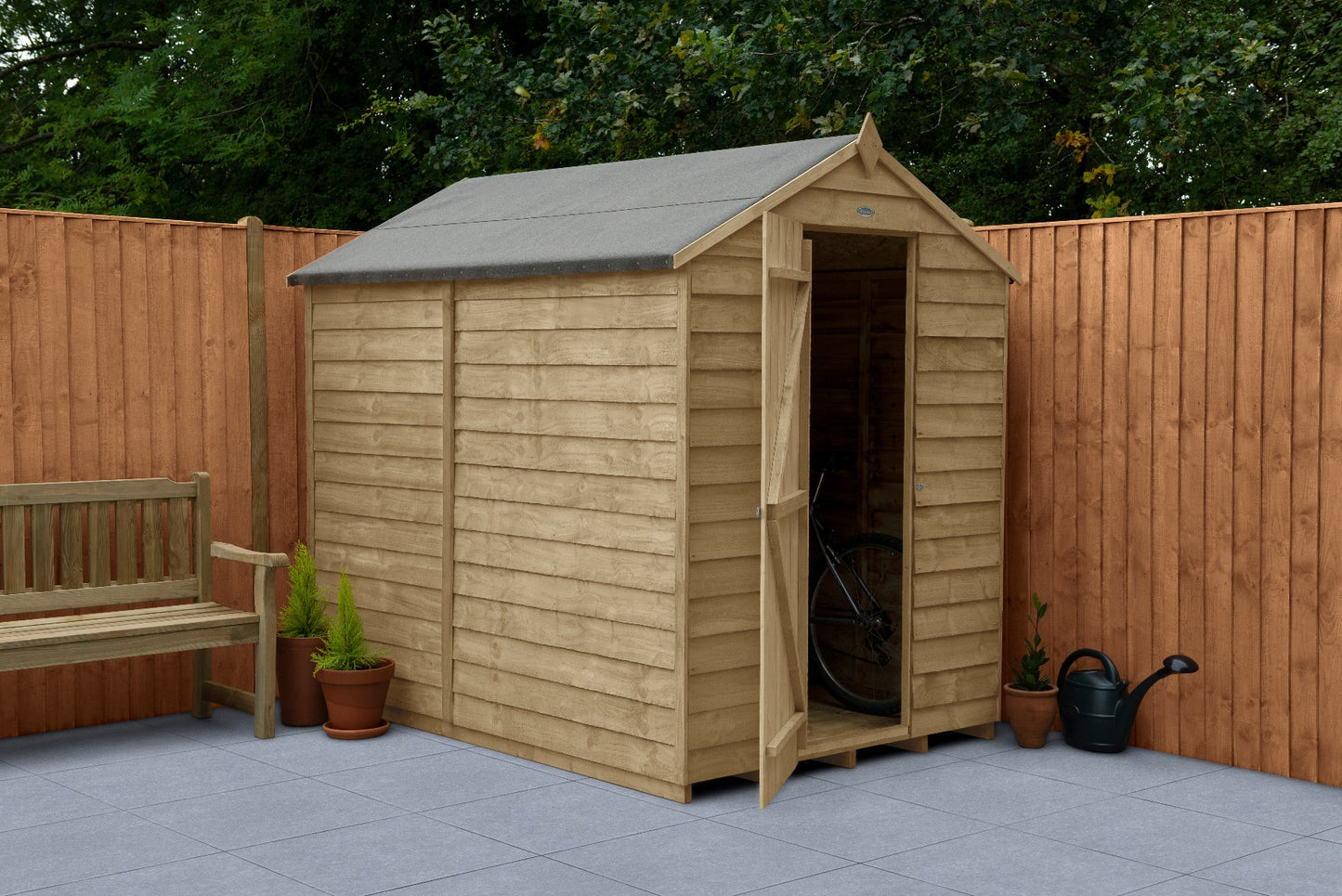 4LIFE Overlap Pressure Treated Apex Shed - No Window (HD) - 7 x 5ft