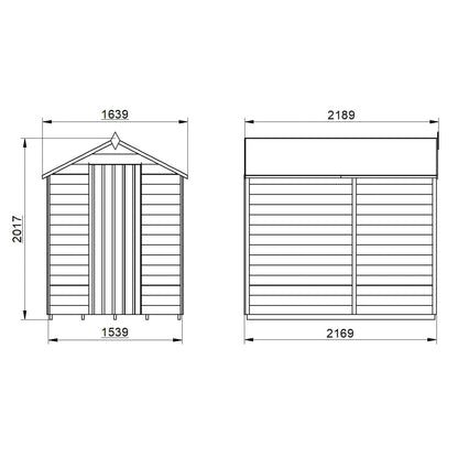 4LIFE Overlap Pressure Treated Apex Shed - No Window (HD) - 7 x 5ft