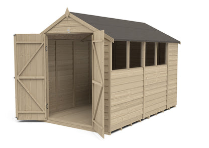 Forest Overlap Pressure Treated Apex Shed - Double Door - 10 x 6ft