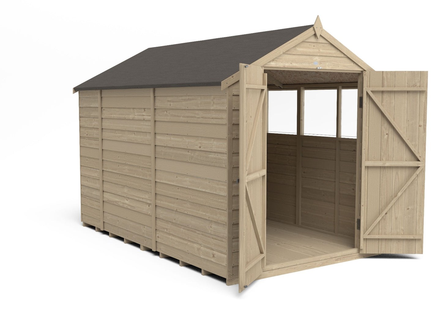 Forest Overlap Pressure Treated Apex Shed - Double Door - 10 x 6ft