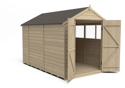 4LIFE Overlap Pressure Treated Apex Shed - Double Door (HD) - 10 x 6ft