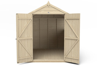 4LIFE Overlap Pressure Treated Apex Shed - Double Door, 4 Windows (HD) - 8 x 6ft