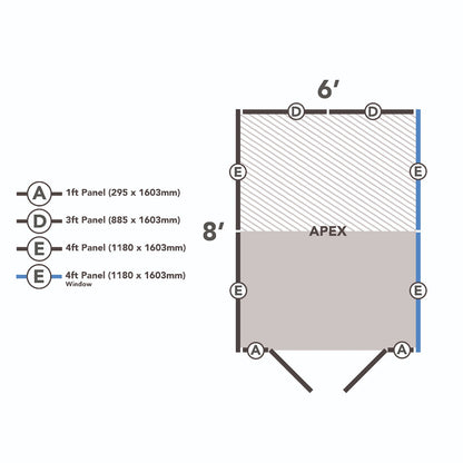 4LIFE Overlap Pressure Treated Apex Shed - Double Door, 4 Windows (HD) - 8 x 6ft