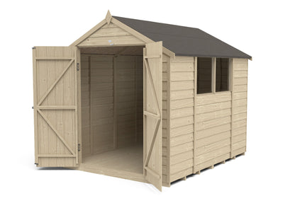 4LIFE Overlap Pressure Treated Apex Shed - Double Door (HD) - 8 x 6ft