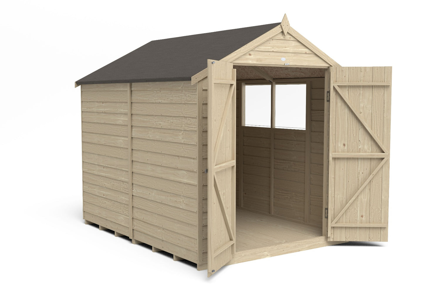 4LIFE Overlap Pressure Treated Apex Shed - Double Door (HD) - 8 x 6ft