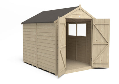 4LIFE Overlap Pressure Treated Apex Shed - Double Door (HD) - 8 x 6ft