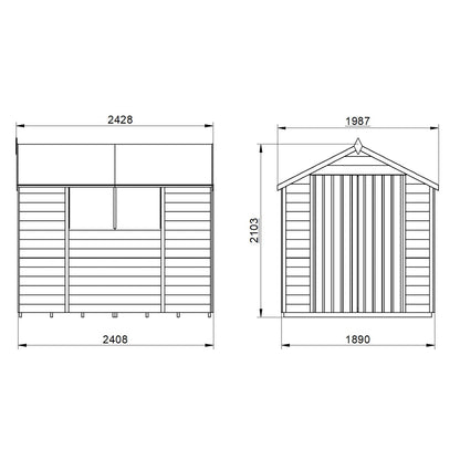 4LIFE Overlap Pressure Treated Apex Shed - Double Door (HD) - 8 x 6ft