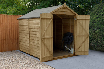 4LIFE Overlap Pressure Treated Apex Shed - Double Door, No Windows (HD) - 8 x 6ft