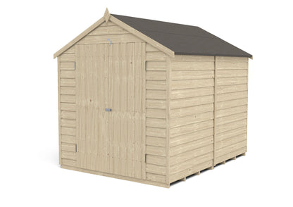 4LIFE Overlap Pressure Treated Apex Shed - Double Door, No Windows (HD) - 8 x 6ft