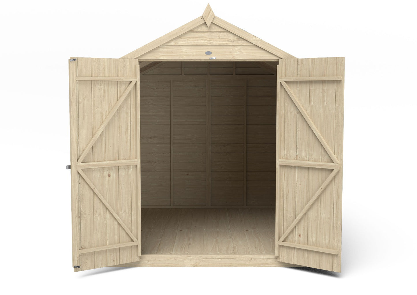 4LIFE Overlap Pressure Treated Apex Shed - Double Door, No Windows (HD) - 8 x 6ft