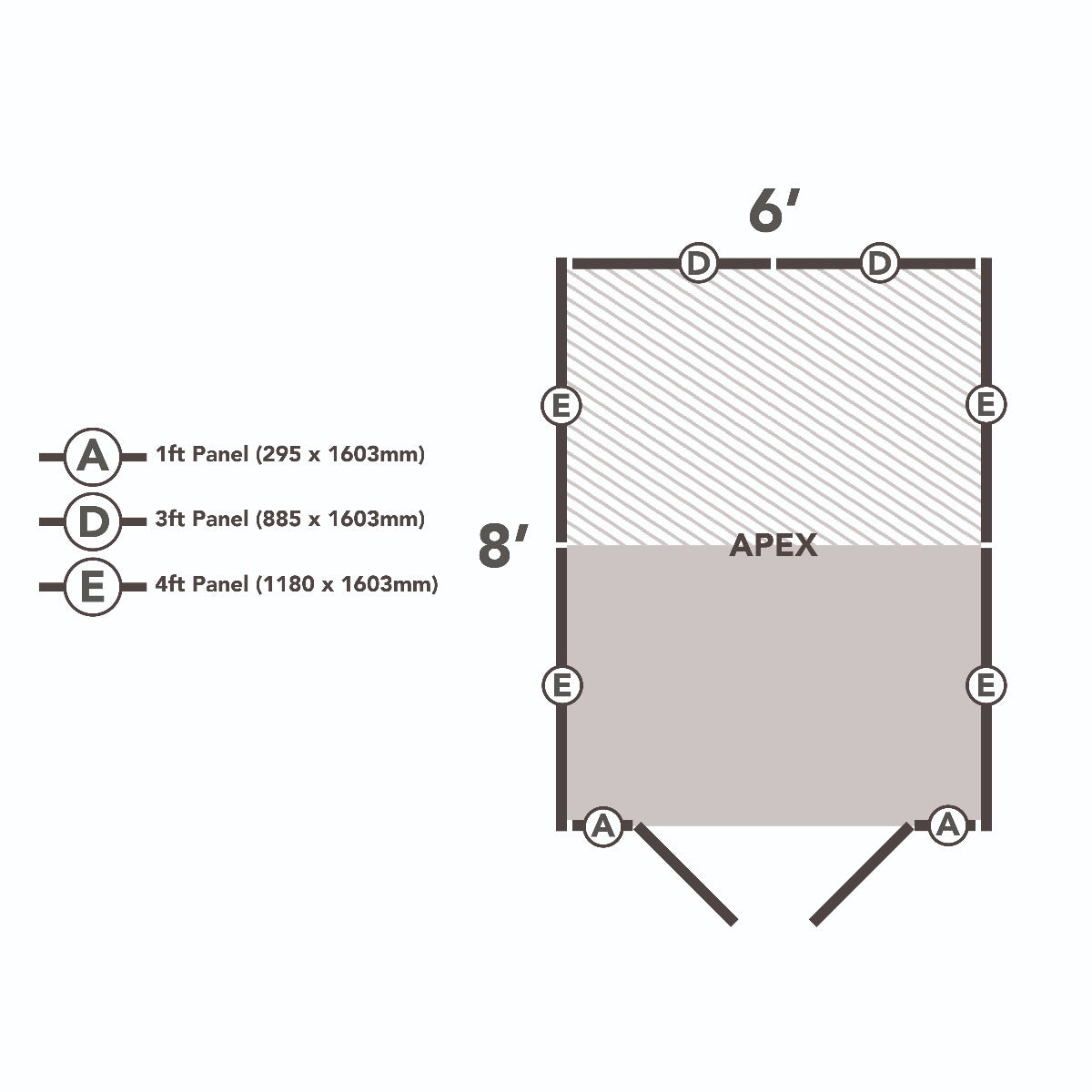 4LIFE Overlap Pressure Treated Apex Shed - Double Door, No Windows (HD) - 8 x 6ft