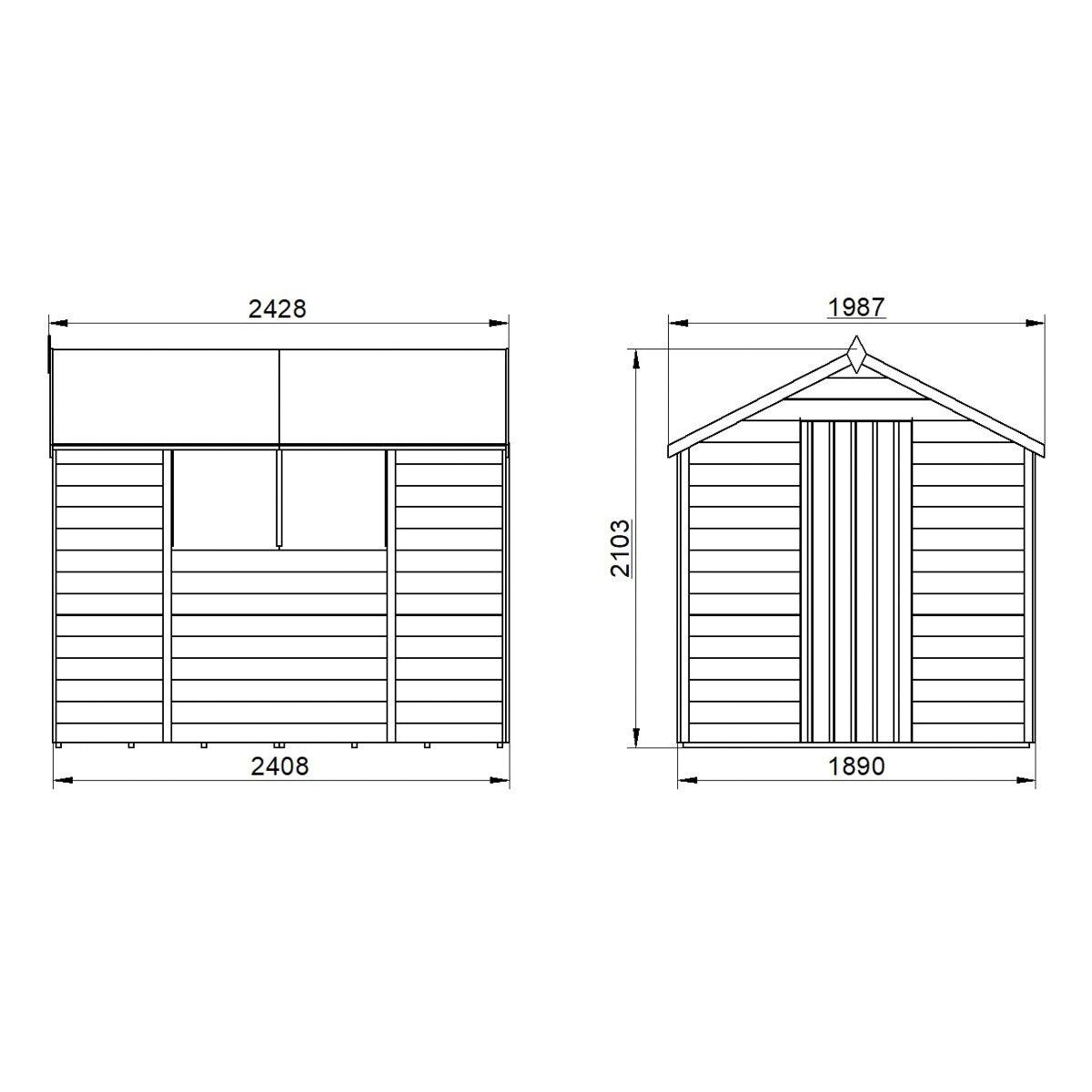 4LIFE Overlap Pressure Treated Apex Shed (HD) - 8 x 6ft