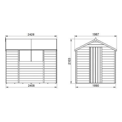 4LIFE Overlap Pressure Treated Apex Shed (HD) - 8 x 6ft