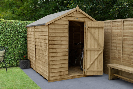 4LIFE Overlap Pressure Treated Apex Shed - No Window (HD) - 8 x 6ft