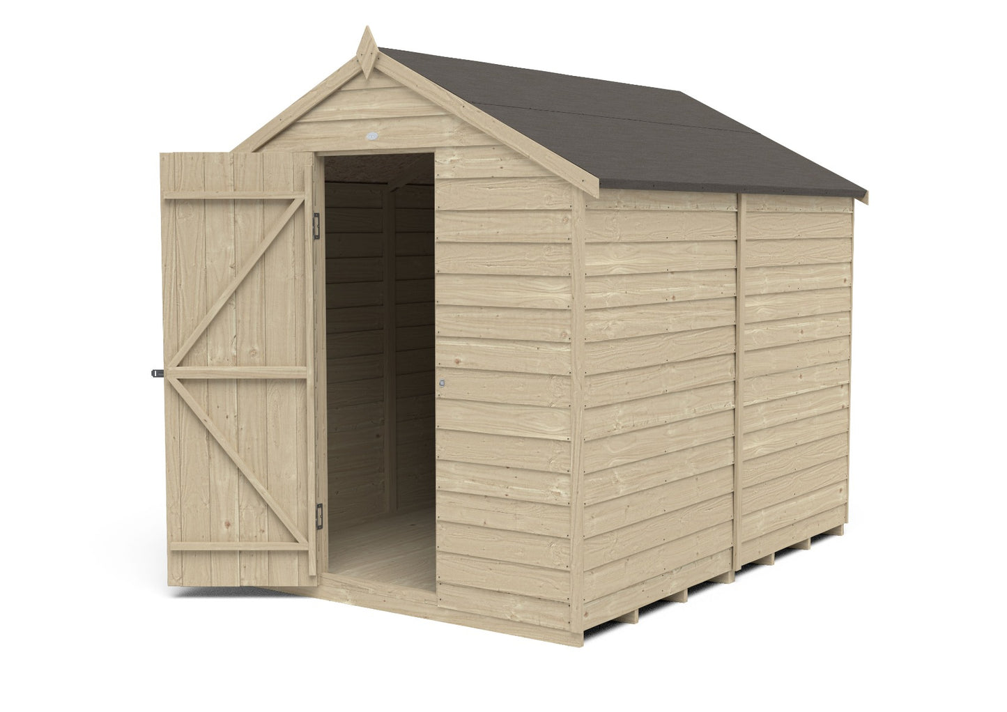 4LIFE Overlap Pressure Treated Apex Shed - No Window (HD) - 8 x 6ft