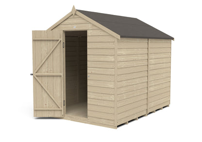 4LIFE Overlap Pressure Treated Apex Shed - No Window (HD) - 8 x 6ft