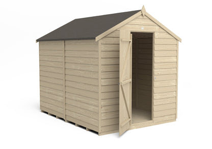 4LIFE Overlap Pressure Treated Apex Shed - No Window (HD) - 8 x 6ft