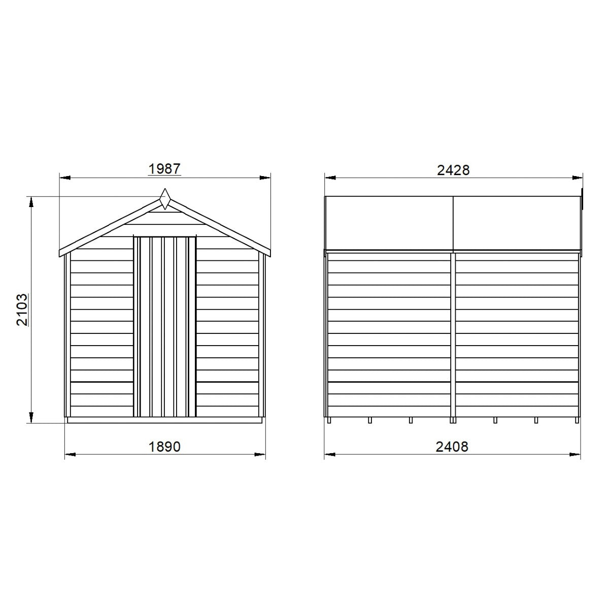 4LIFE Overlap Pressure Treated Apex Shed - No Window (HD) - 8 x 6ft