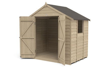 4LIFE Overlap Pressure Treated Apex Shed - Double Door (HD) - 7 x 5ft