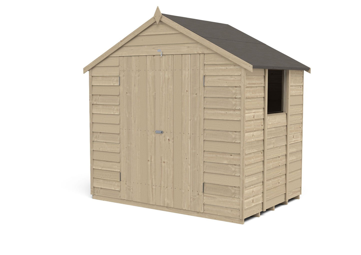 4LIFE Overlap Pressure Treated Apex Shed - Double Door (HD) - 7 x 5ft