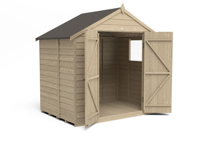 4LIFE Overlap Pressure Treated Apex Shed - Double Door (HD) - 7 x 5ft