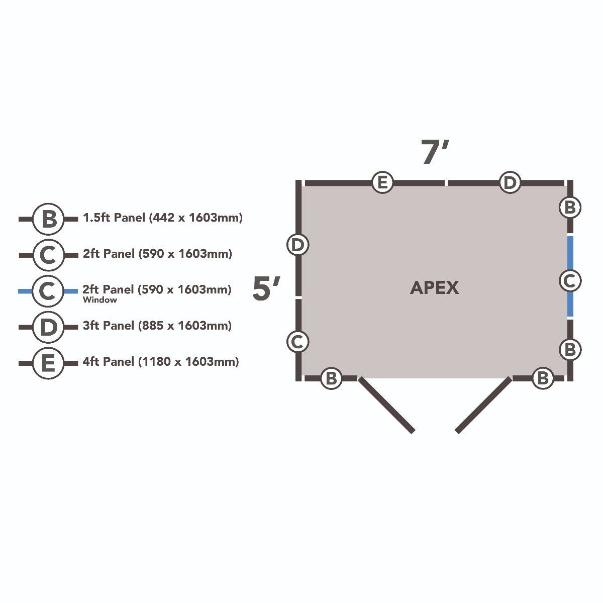 4LIFE Overlap Pressure Treated Apex Shed - Double Door (HD) - 7 x 5ft