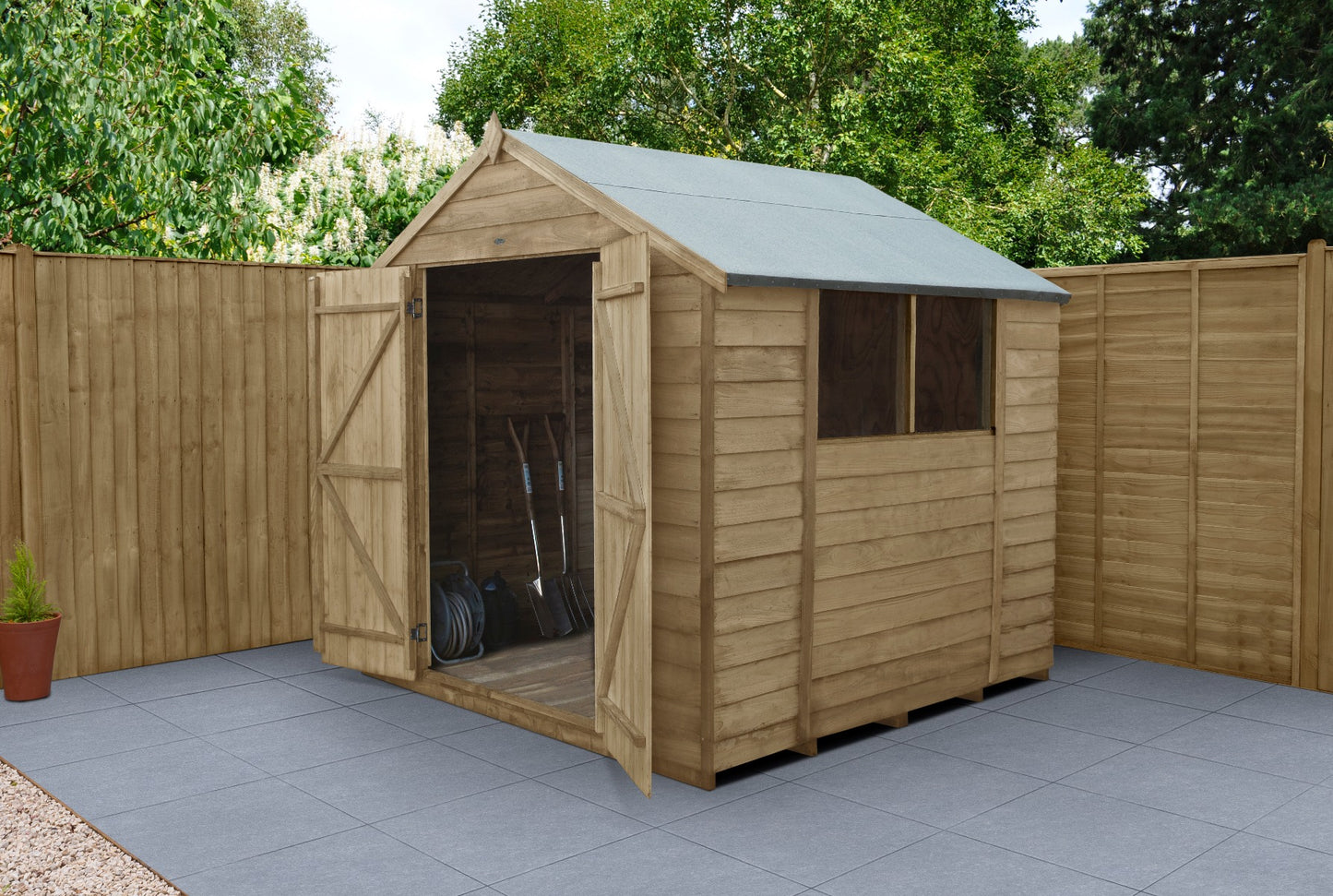 4LIFE Overlap Pressure Treated Apex Shed - Double Door (HD) - 7 x 7ft