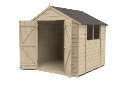 4LIFE Overlap Pressure Treated Apex Shed - Double Door (HD) - 7 x 7ft