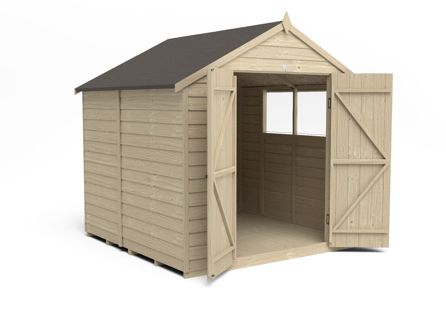 4LIFE Overlap Pressure Treated Apex Shed - Double Door (HD) - 7 x 7ft