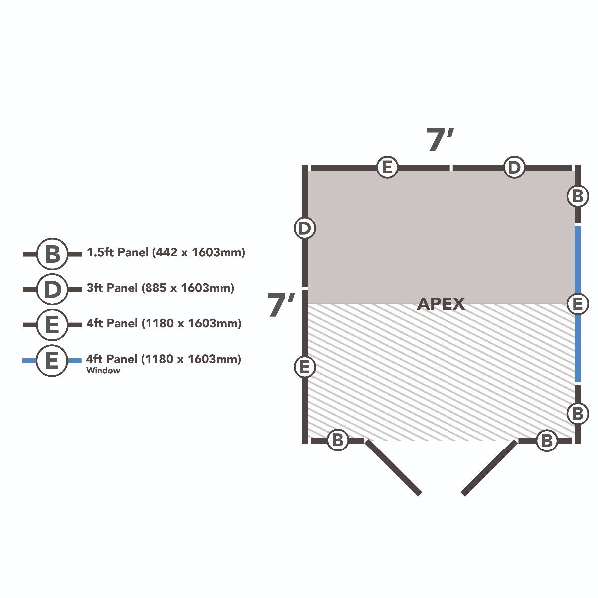 4LIFE Overlap Pressure Treated Apex Shed - Double Door (HD) - 7 x 7ft