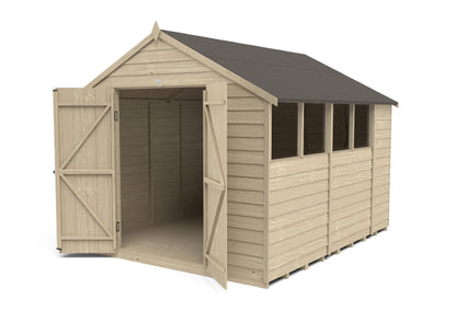 4LIFE Overlap Pressure Treated Apex Shed - Double Door (HD) - 10 x 8ft